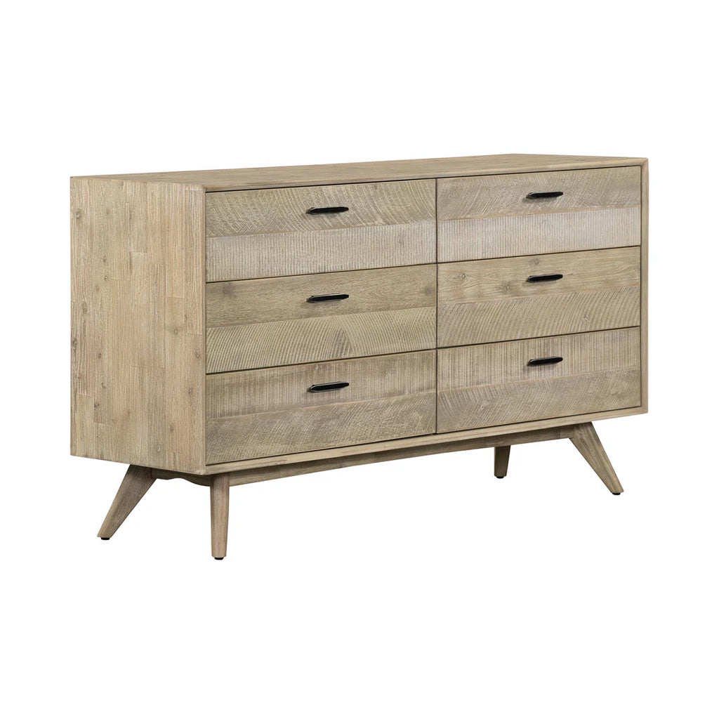 Armen Living Baly 3 Piece Acacia King or Queen Loft Bed and Nightstands Bedroom Set