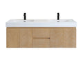 Altair Siena 60" Wall-mounted Double Bathroom Vanity in Light Brown with White Artificial Drop-in Sink