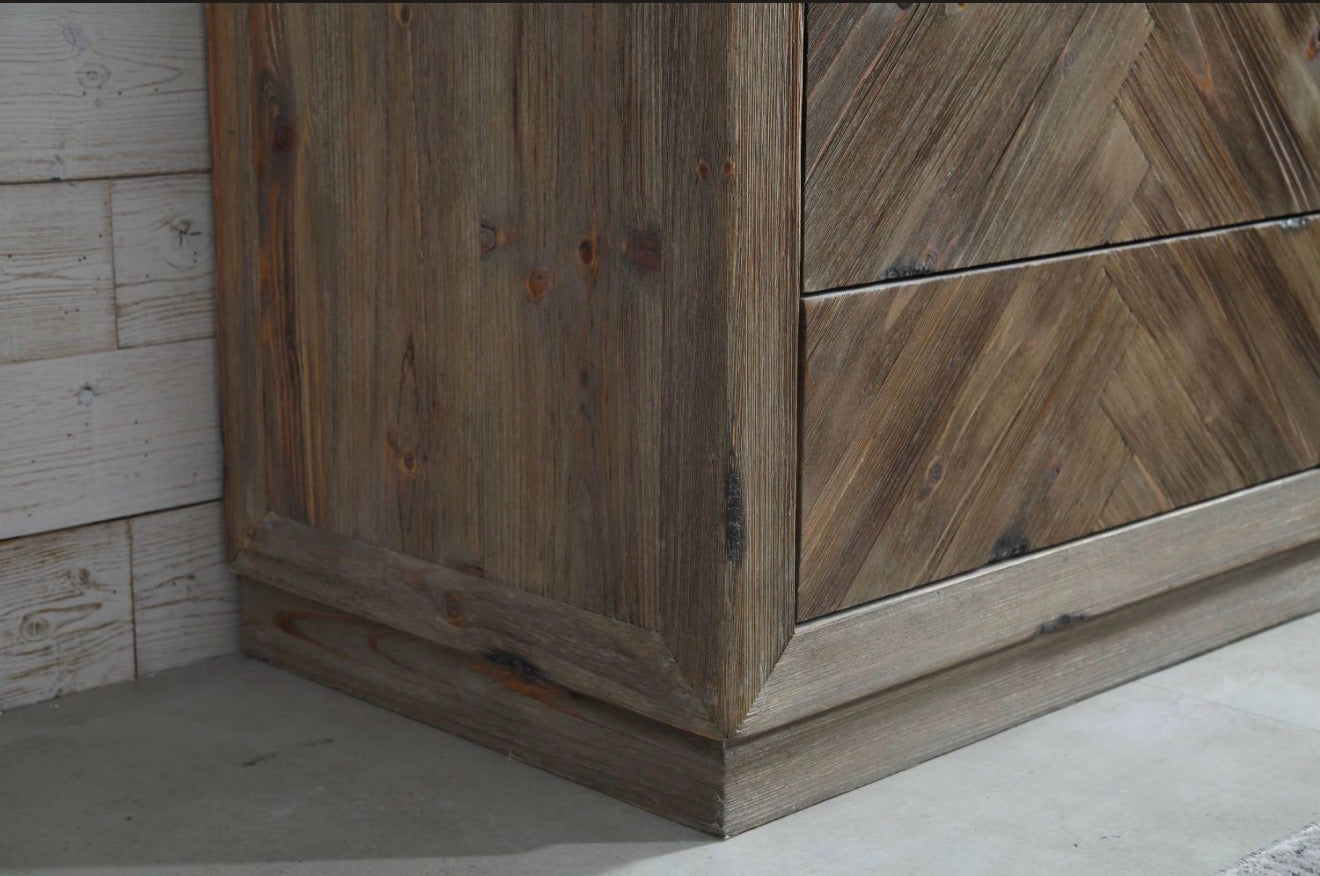 Legion Furniture Rustic Solid Wood Bathroom Vanity with Natural Moon Stone Top – No Faucet