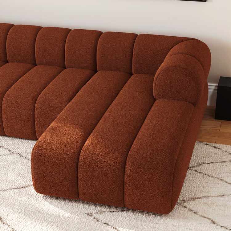 Nimbus 118" 3-Piece Channel Bouclé RUST Sectional Sofa with Chaise