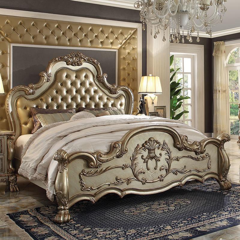 ACME Gold and White Dresden EK Bed