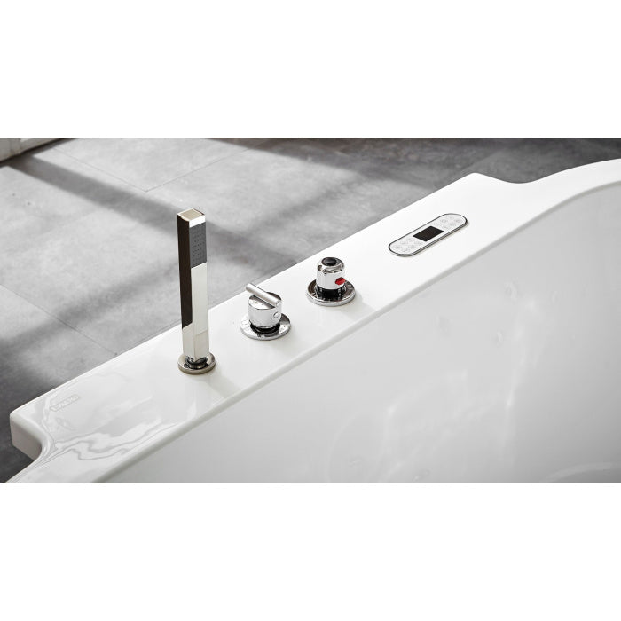 EAGO 6 ft Acrylic White Whirlpool Bathtub w Fixtures