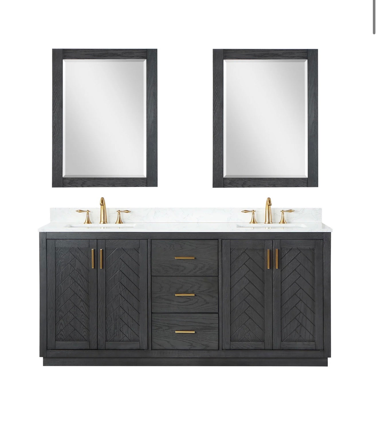 Altair Gazsi 72" Double Bathroom Vanity Set with Grain White Engineered Stone Countertop