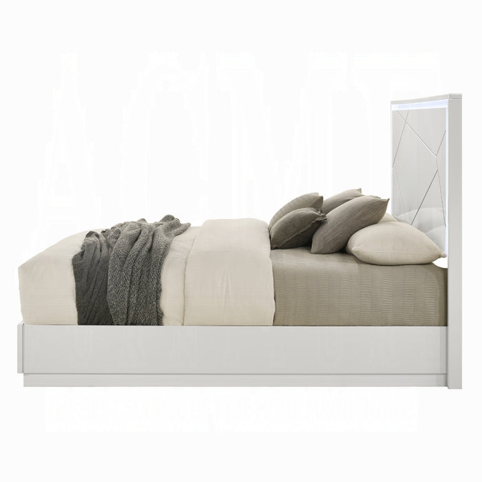 ACME White Esther Queen Bed w/LED