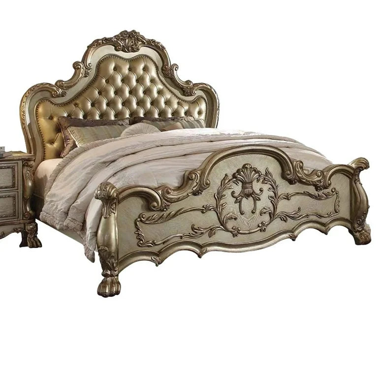 ACME Gold and White Dresden EK Bed