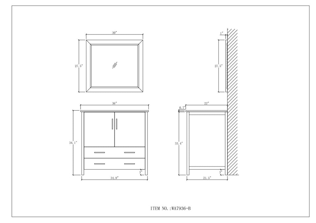 Legion Furniture Blue Solid Wood Sink Vanity WITH Mirror -NO Faucet