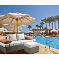 ACME Beige Fabric & Gray Wicker Salena Patio Sofa W/2 Pillows & Ottoman
