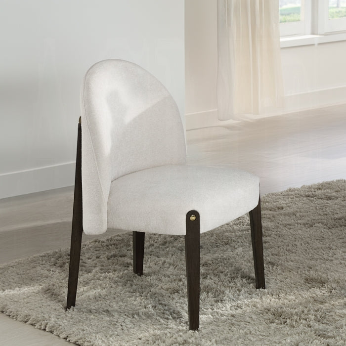 ACME Beige Fabric & Espresso Finish Clayten Side Chair (Set-2)