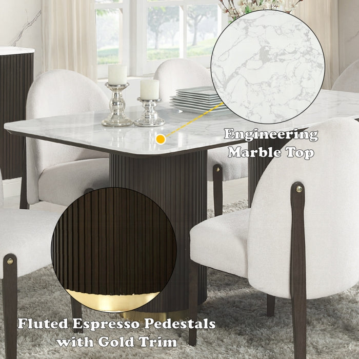 ACME Clayten Dining Table w/ White NaturalMarble Top & Espresso