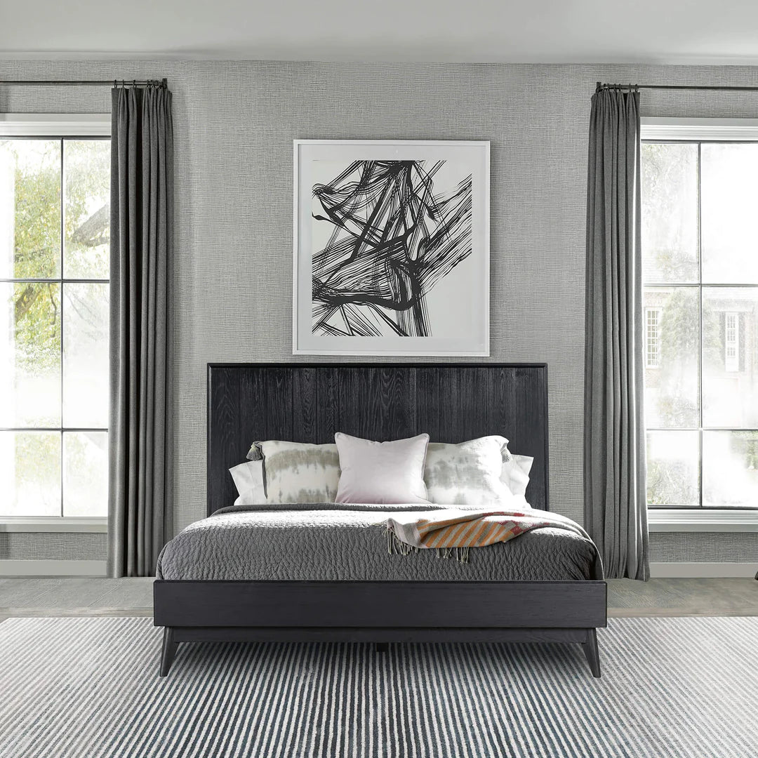 Armen Living Carnaby Platform Bed Frame in Black Brushed Oak