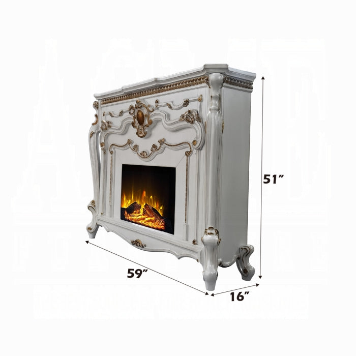 ACME Antique Pearl Finish Picardy Fireplace