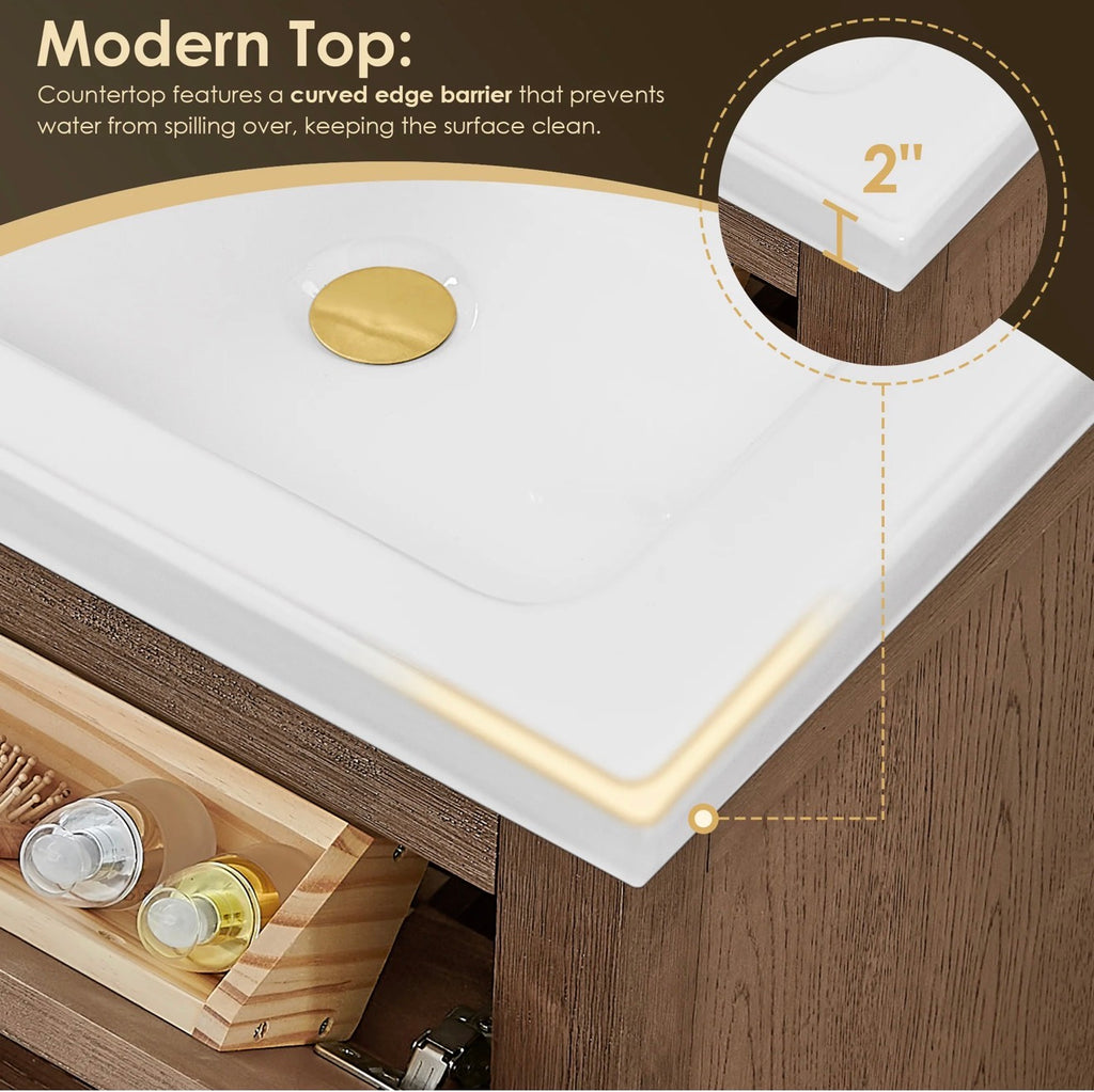 Altair Cerrito 24" Single Bathroom Vanity with White Ceramic Integrated Sink without Mirror