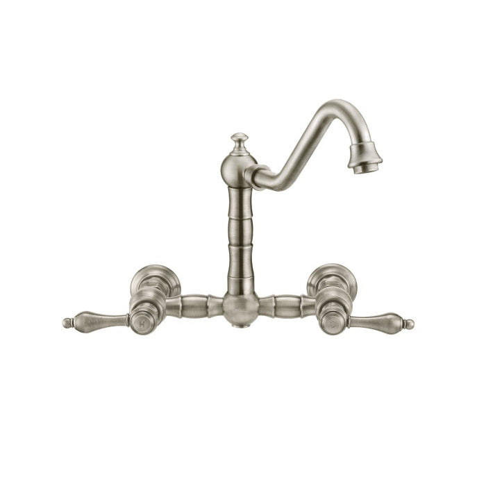 Whitehaus Vintage III Plus Wall Mount Faucet with a  Long Traditional Swivel Spout W/ Solid Brass Side Spray