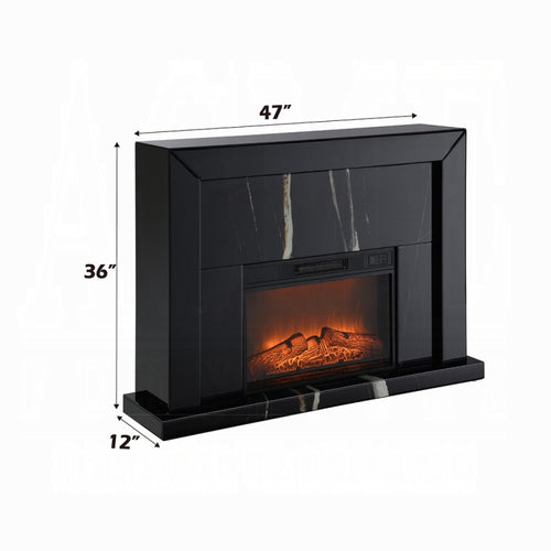 ACME Black Mirrored Finish Drisana Fireplace