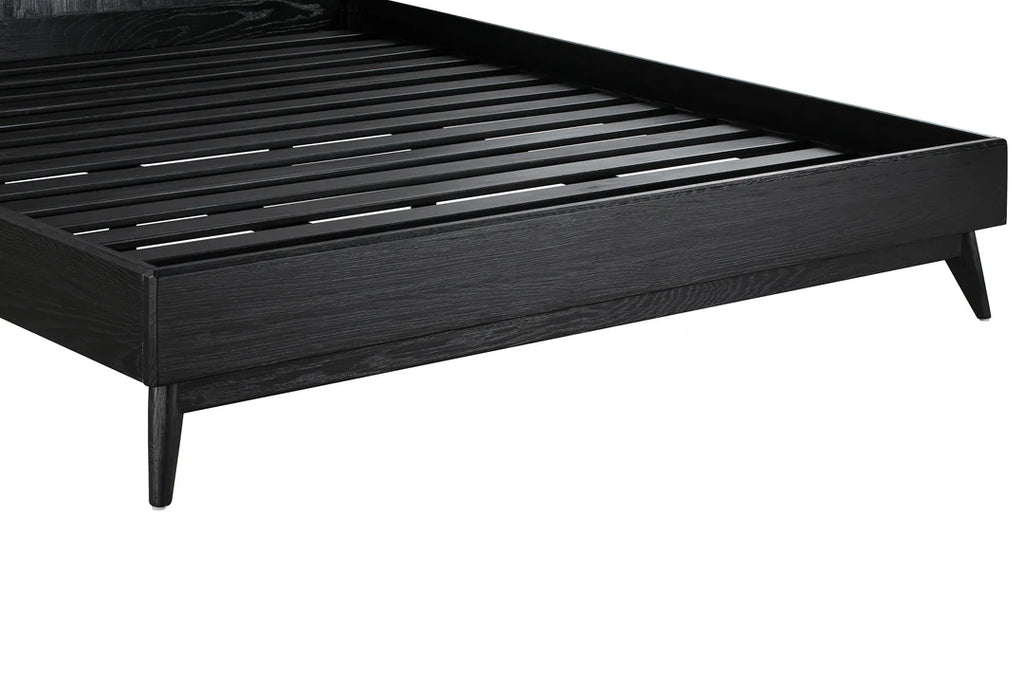 Armen Living Carnaby Platform Bed Frame in Black Brushed Oak