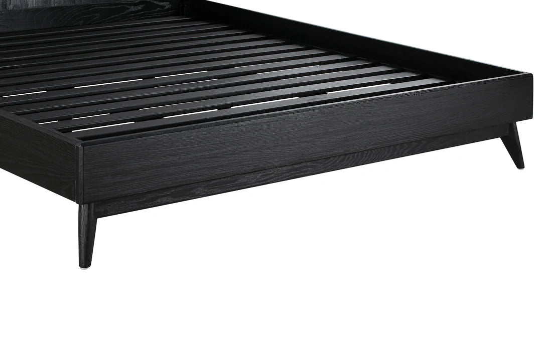 Armen Living Carnaby Platform Bed Frame in Black Brushed Oak