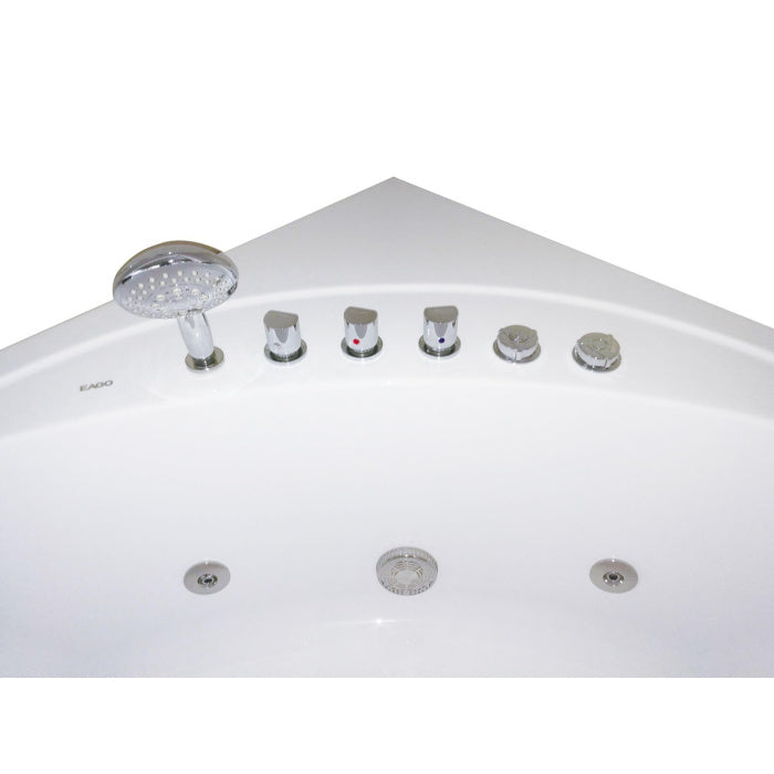 EAGO Rounded Modern Double Seat Corner Whirlpool Bath Tub with Fixtures