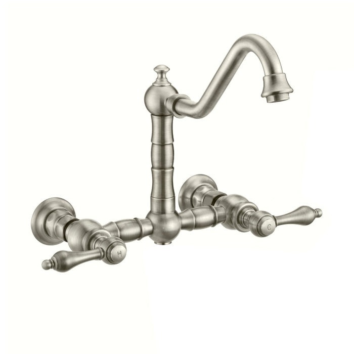 Whitehaus Vintage III Plus Wall Mount Faucet with a  Long Traditional Swivel Spout W/ Solid Brass Side Spray