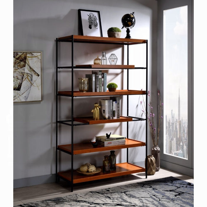 ACME Honey Oak & Black Oaken Bookshelf