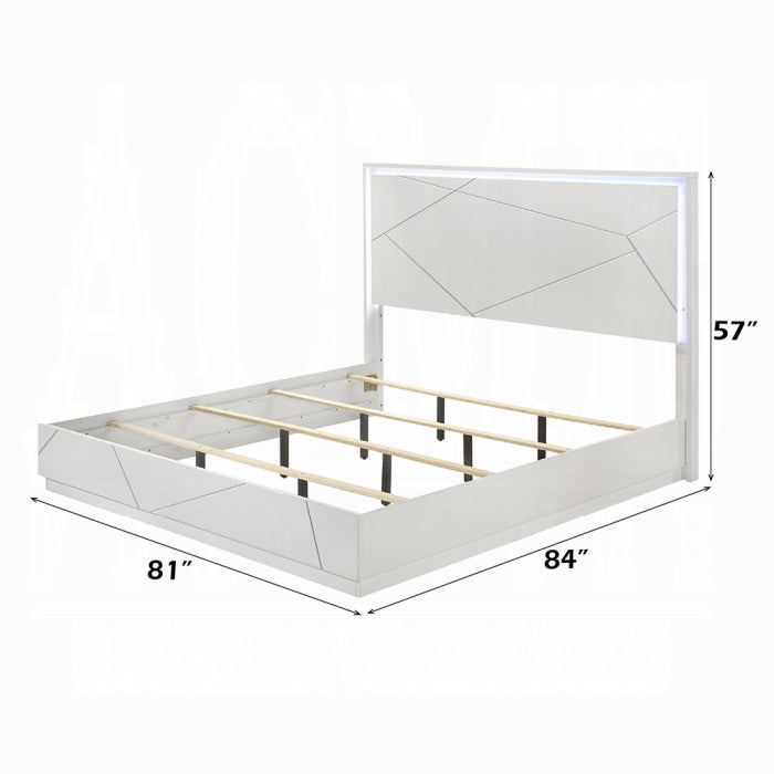 ACME White Esther Eastern King Bed w/LED
