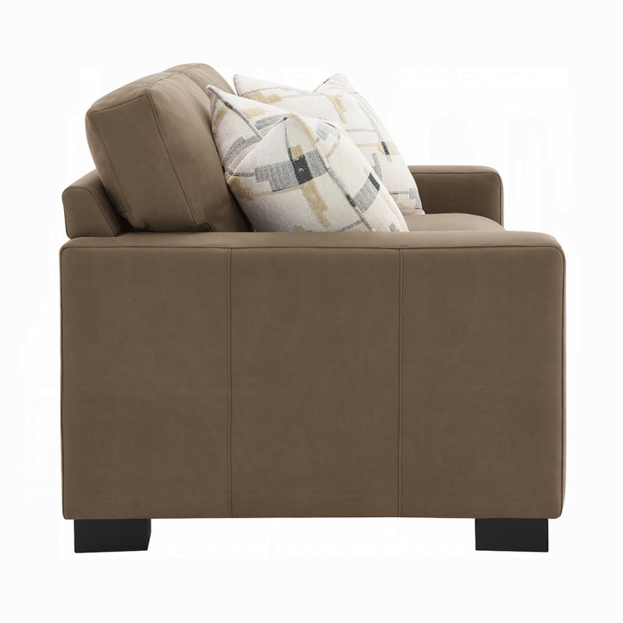 ACME Brown Suede Darya Loveseat w/3 Pillows