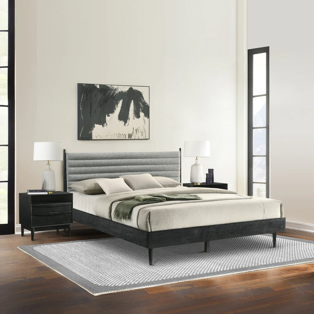 Armen Living Artemio King 3 Piece Wood Bedroom Set in Black Finish