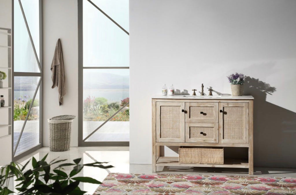 Legion Furniture Solid Wood Sink Vanity With Marble Top -NO Faucet 36", 48", 60"