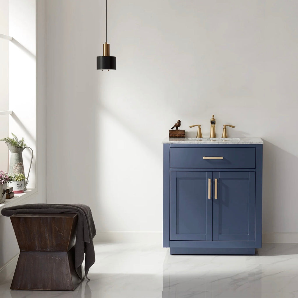 Altair Ivy 30" Single Bathroom Vanity Set and Carrara Marble Countertop