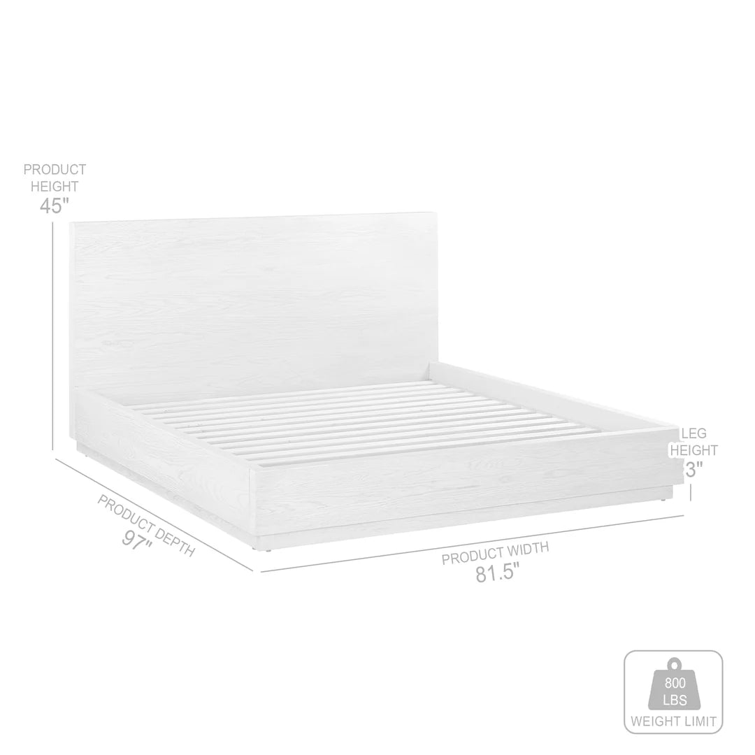 Armen Living Abbey Queen Platform Bed Frame in Gray Oak Wood