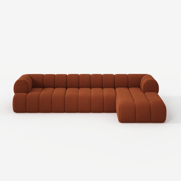 Nimbus 118" 3-Piece Channel Bouclé RUST Sectional Sofa with Chaise