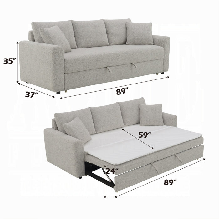 ACME Gray Boucle Connie Sofa w/Sleeper