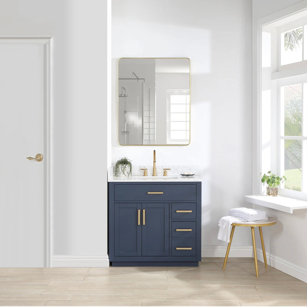 Altair  Gavino 36" Single Bathroom Vanity with Grain White Engineered Stone Countertop