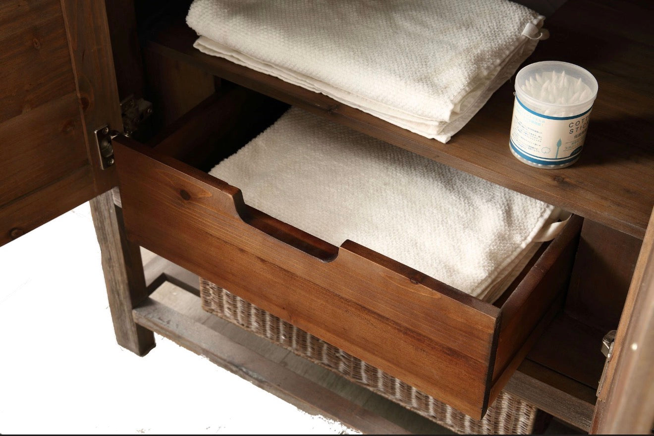 Legion Furniture Solid Wood Bathroom Vanity with Natural Moon Stone Top – Brown Rustic (36", 48", 60")