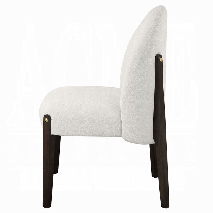 ACME Beige Fabric & Espresso Finish Clayten Side Chair (Set-2)