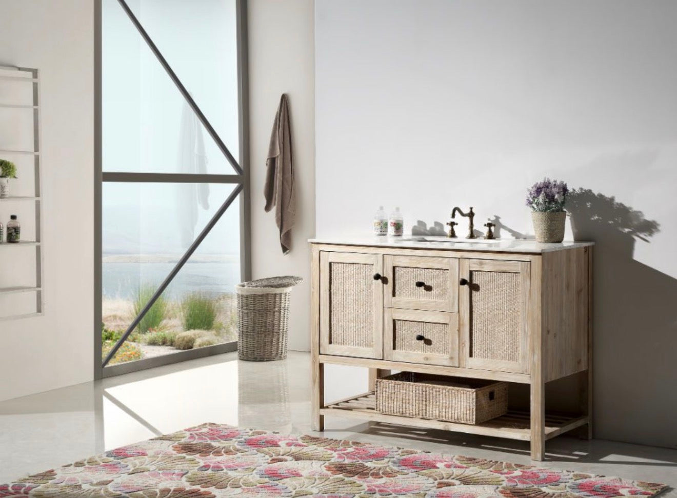 Legion Furniture Solid Wood Sink Vanity With Marble Top -NO Faucet 36", 48", 60"