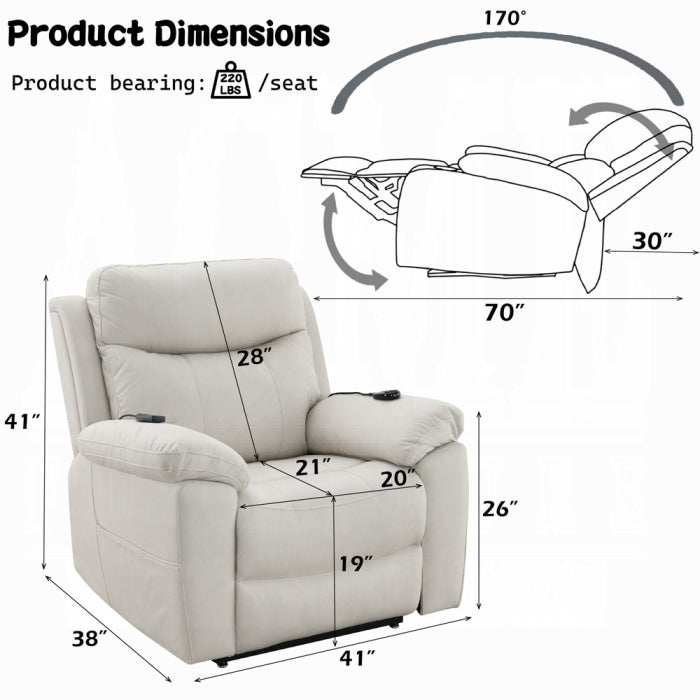 ACME Beige Chriki Power Recliner w/Lift & Heating & Massage