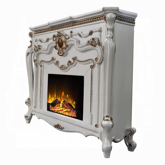 ACME Antique Pearl Finish Picardy Fireplace