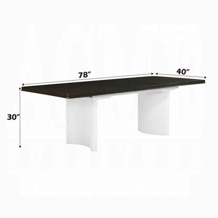 ACME White & Brown Carena Dining Table w/Leaf