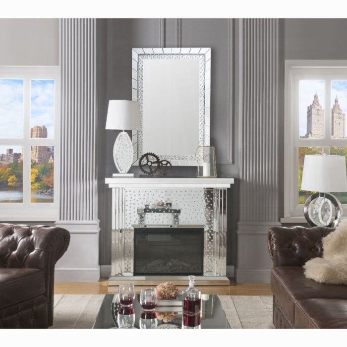 ACME Mirrored & Faux Crystals Nysa Fireplace