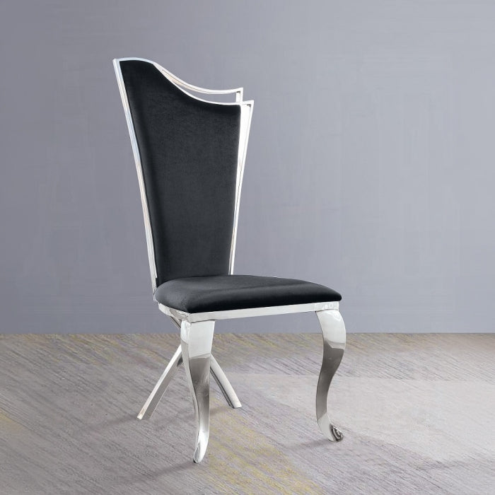 ACME  Black Fabric & Stainless Steel Cyrene Side Chair (Set-2)