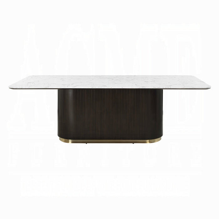 ACME Engineering Marble Top & Espresso Clayten Dining Table w/Marble Top