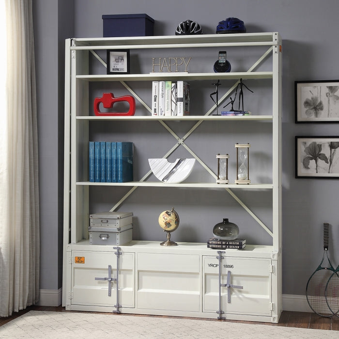 ACME White Cargo Bookcase W/Ladder