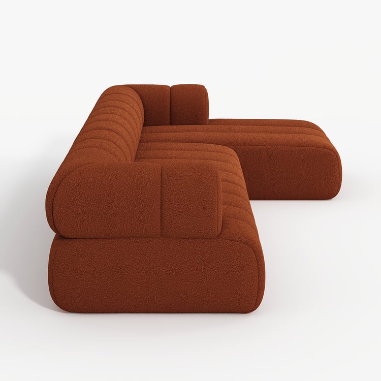 Nimbus 118" 3-Piece Channel Bouclé RUST Sectional Sofa with Chaise