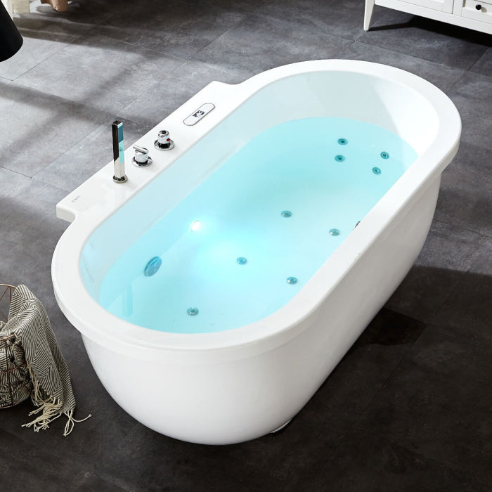 EAGO 6 ft Acrylic White Whirlpool Bathtub w Fixtures