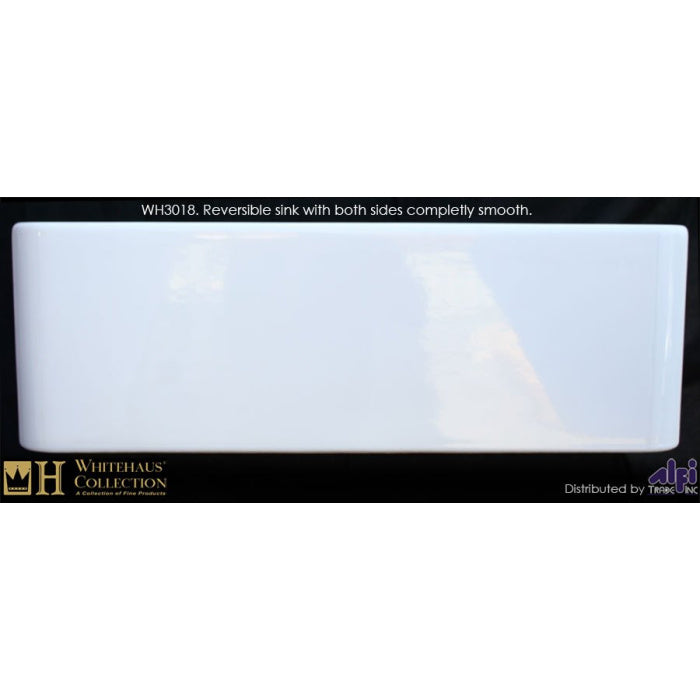 Whitehaus Farmhouse Fireclay Duet Series Reversible Sink with Smooth Front Apron