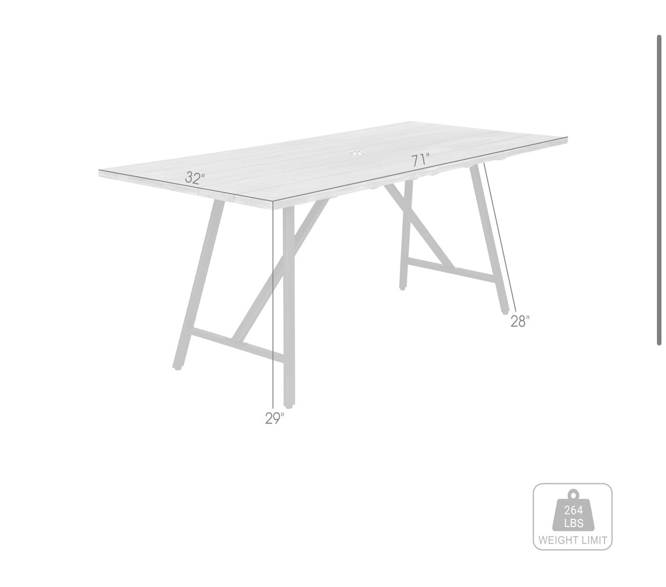 Armen Living Frinton Outdoor Patio Dark Eucalyptus Wood and Metal Rectangle Dining Table