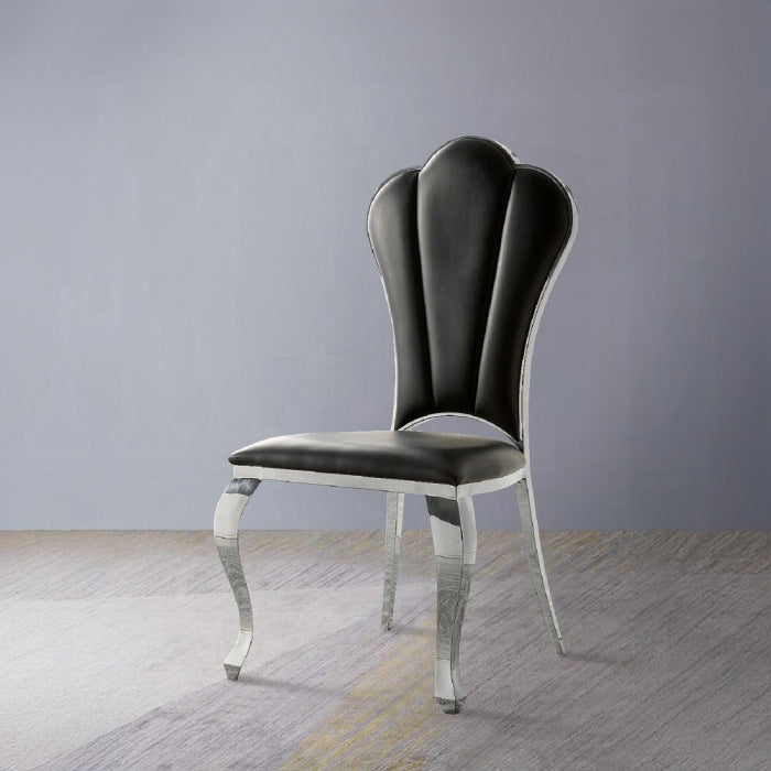 ACME Black Synthetic Leather Cyrene Side Chair (Set-2)