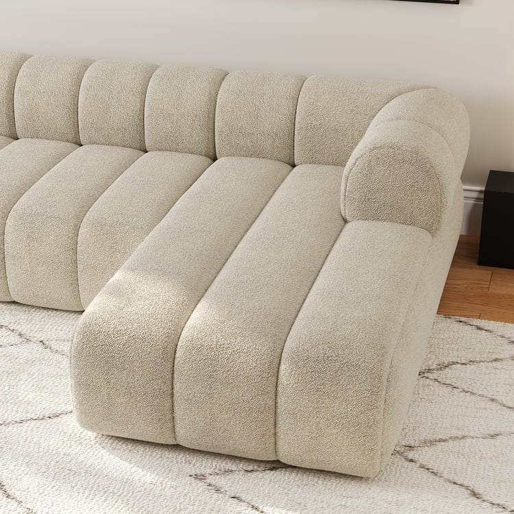 Nimbus 118" 3-Piece Channel Chenille Oatmeal Sectional Sofa with Chaise