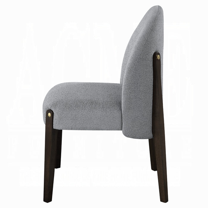 ACME Gray Fabric & Espresso Finish Clayten Side Chair (Set-2)