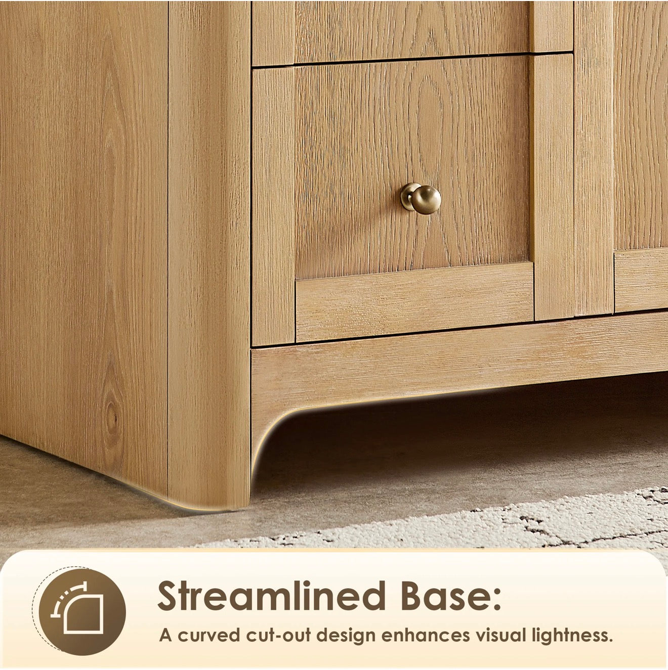 Altair Milner Bathroom Vanity in Brushed Oak with Grain White Engineered Stone Countertop without Mirror